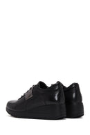 Women's Black Leather Wedge Heeled Shoes | Derimod