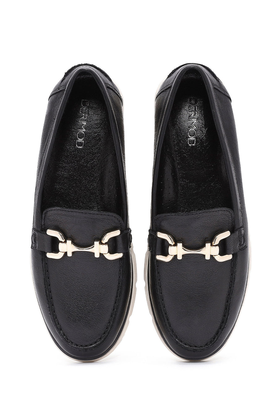Women's Black Buckle Detail Comfort Loafer