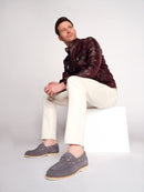 Hamilton Male Burgundy Crest Sports Leather Jacket | Derimod