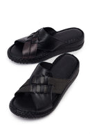 Woman Black Wedge Comfort Slipper | Derimod