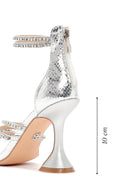Women's Silver Stone Heeled Sandals | Derimod