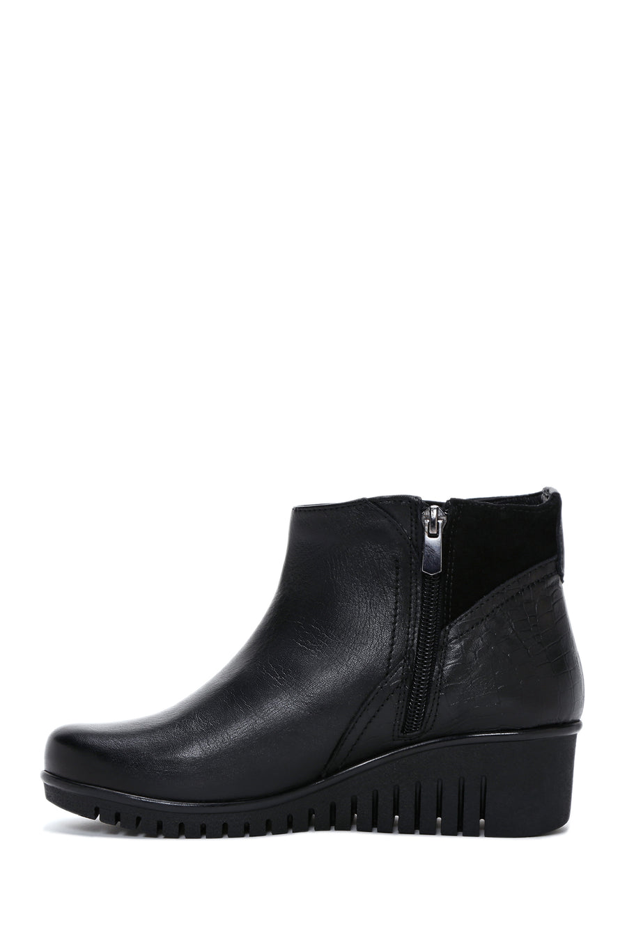 Women's Leather Wedge Heel Boots