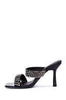 Women's Black Stone Heeled Slippers | Derimod
