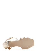 Women's Gold Ankle Buckle Stoned Thin Heel Sandals | Derimod