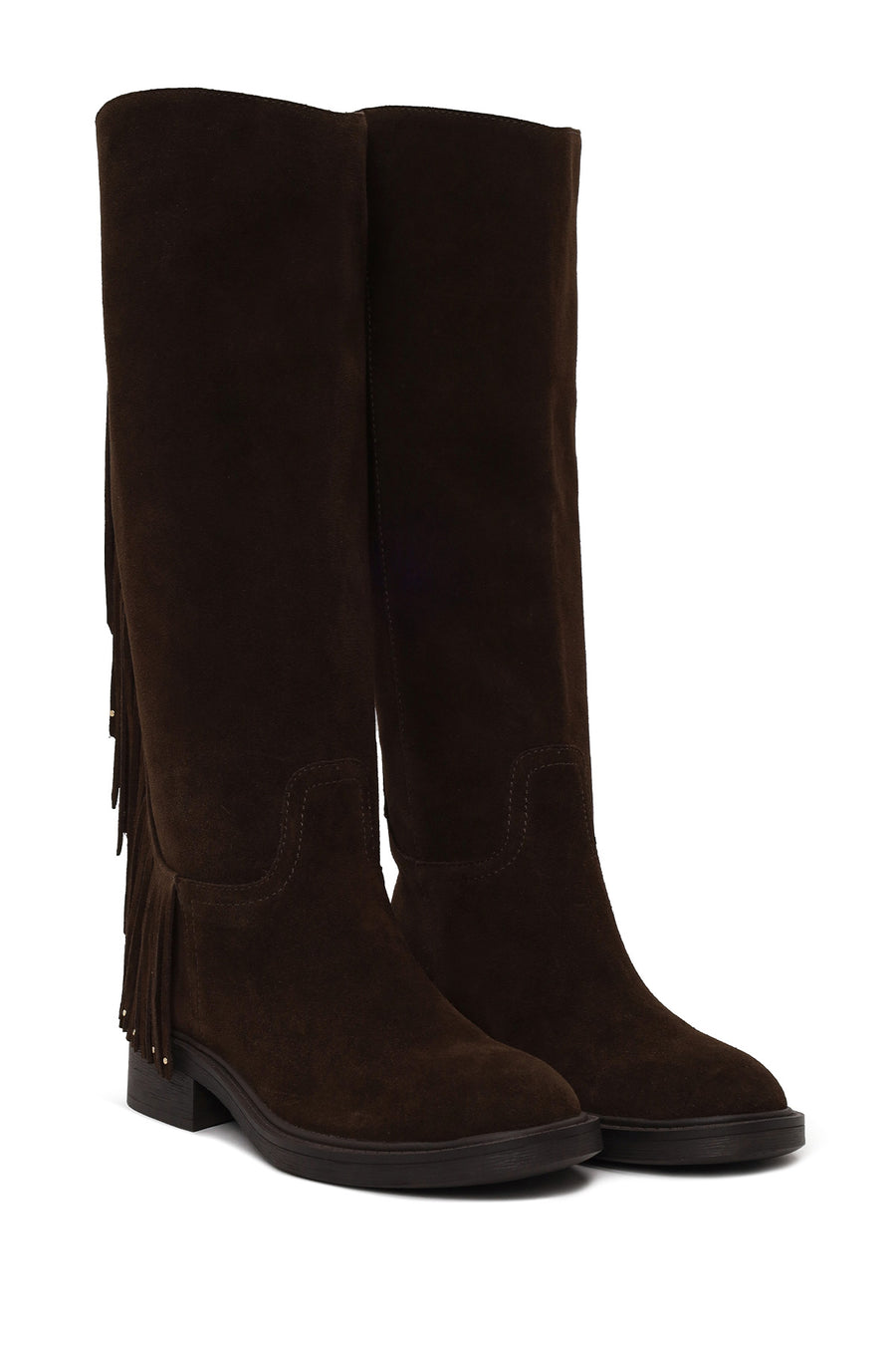 Woman Brown Tasselled Suede Boots