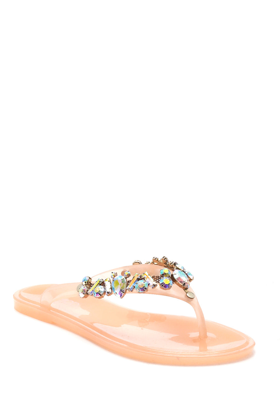 Women's Pink Transparent Stone Flip Flops
