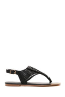 Women's Black Back Strap Flip Flop Sandals | Derimod