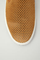Perforated Tan Men's Leather Loafer | Derimod