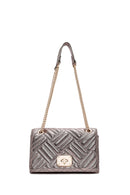 Women's Bronze Long Chain Strap Quilted Shoulder Bag | Derimod