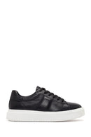 Erkek Siyah Bağcıklı Kalın Tabanlı Deri Sneaker | Derimod