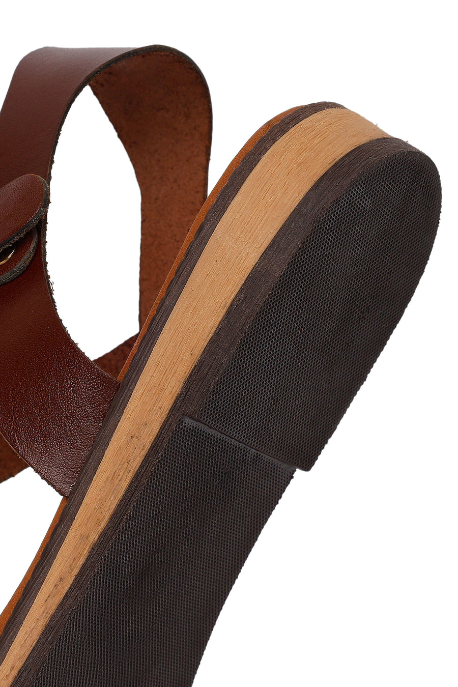 Women's Brown Buckle Leather Bodrum Sandals
