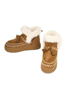 Woman Tan Thick-Soled Tasselled Suede Teddy Boots | Derimod