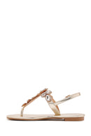 Women's Gold Stone Flip-Flop Sandals | Derimod