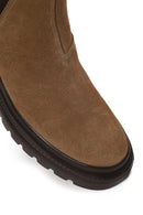 Male Brown Thick-Soled Suede Chelsea Boots | Derimod