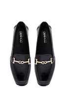 Kadın Siyah Tokalı Deri Maskülen Loafer | Derimod