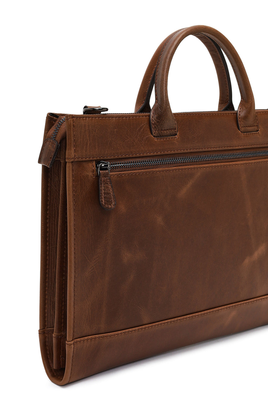 Men's Brown Long Strap Leather Briefcase