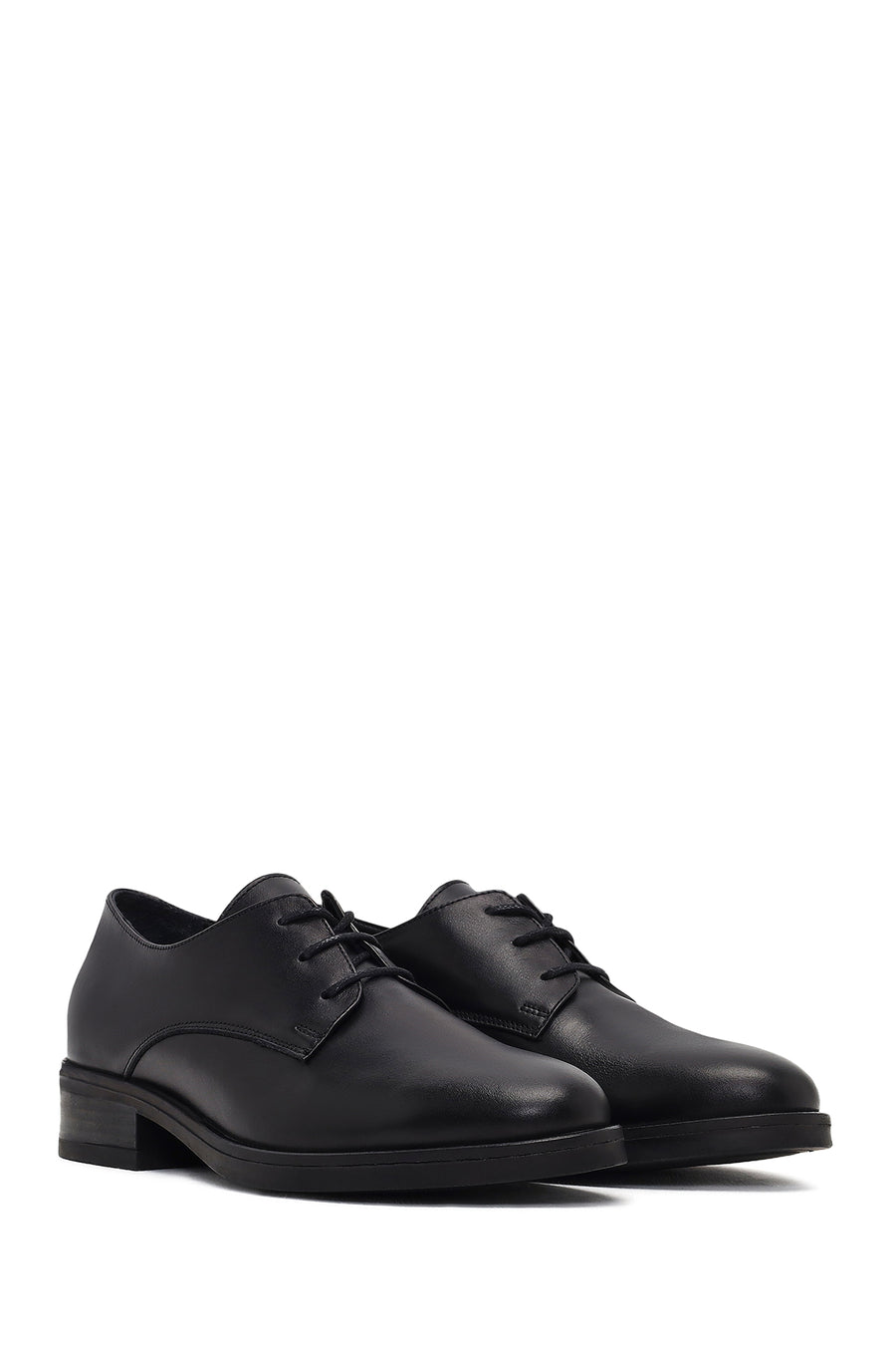 Women's Black Lace-up Leather Masculine Shoe