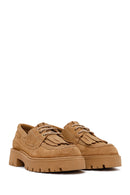 Woman Camel Lace-Up Thick-Soled Suede Casual Shoes | Derimod