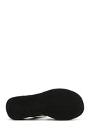 Women's Black Leather Thick Sole Comfort Sandals | Derimod