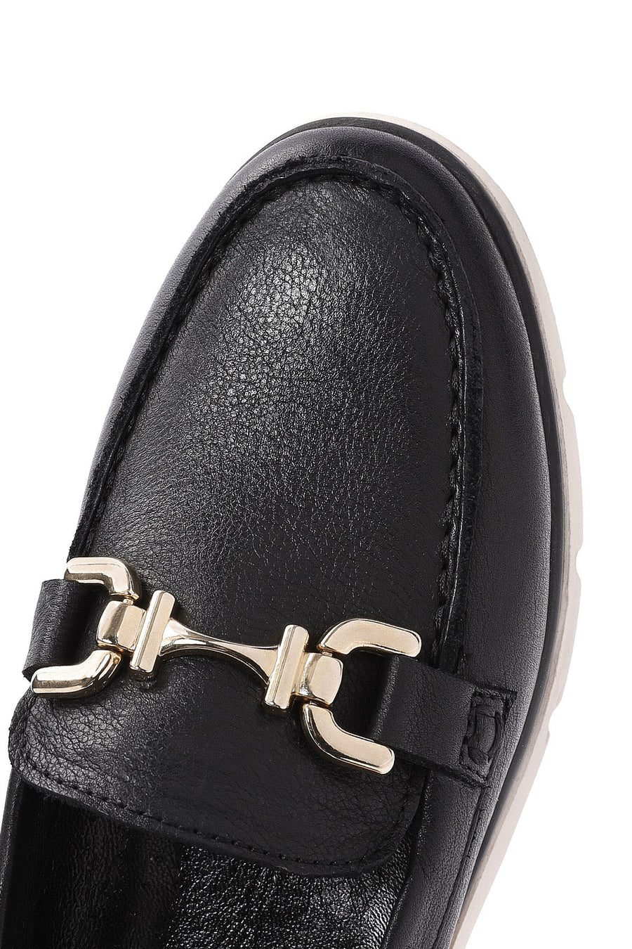 Women's Black Buckle Detail Comfort Loafer