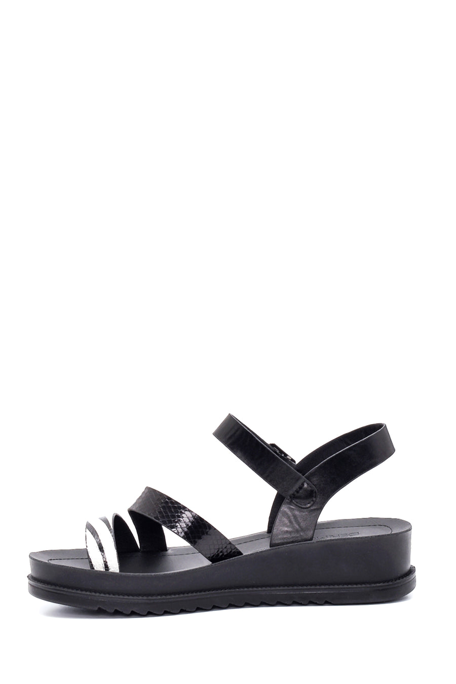Women's Black Patterned Sandals