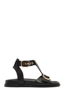 Women's Black Ankle Strap Leather Sandals | Derimod