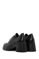 Women's Black Lace-Up Thick Heel Leather Masculine Classic Shoes | Derimod