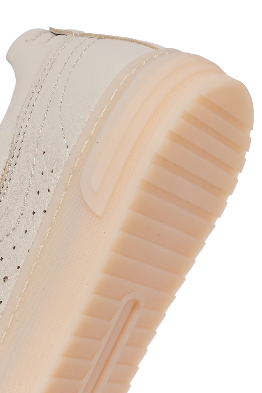 Kadın Krem Bağcıklı Deri Sneaker