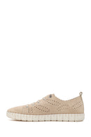 Woman Beige Lace-up Suede Comfort Shoes | Derimod