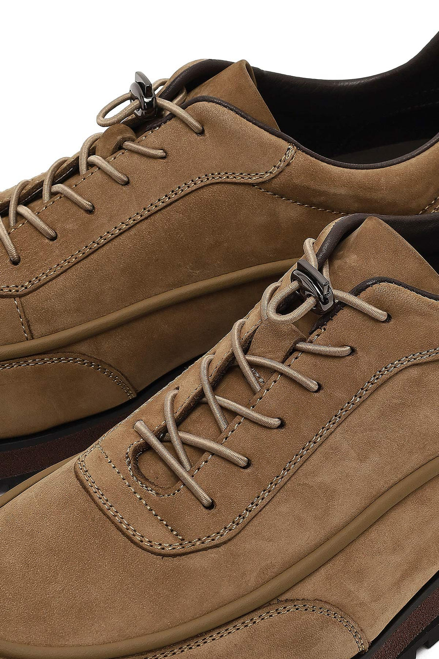 Men Mink Lace-Up Thick Sole Nubuck Leather Casual Sneaker