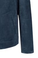 Clint Male Navy Mandarin Collar Reversible Suede Leather Jacket | Derimod