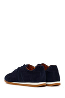 Male Navy Lace-up Suede Leather Sneaker | Derimod