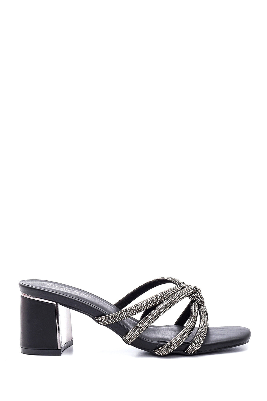 Women's Black Stone Thick Heeled Slippers 22SFD4434TS | Derimod