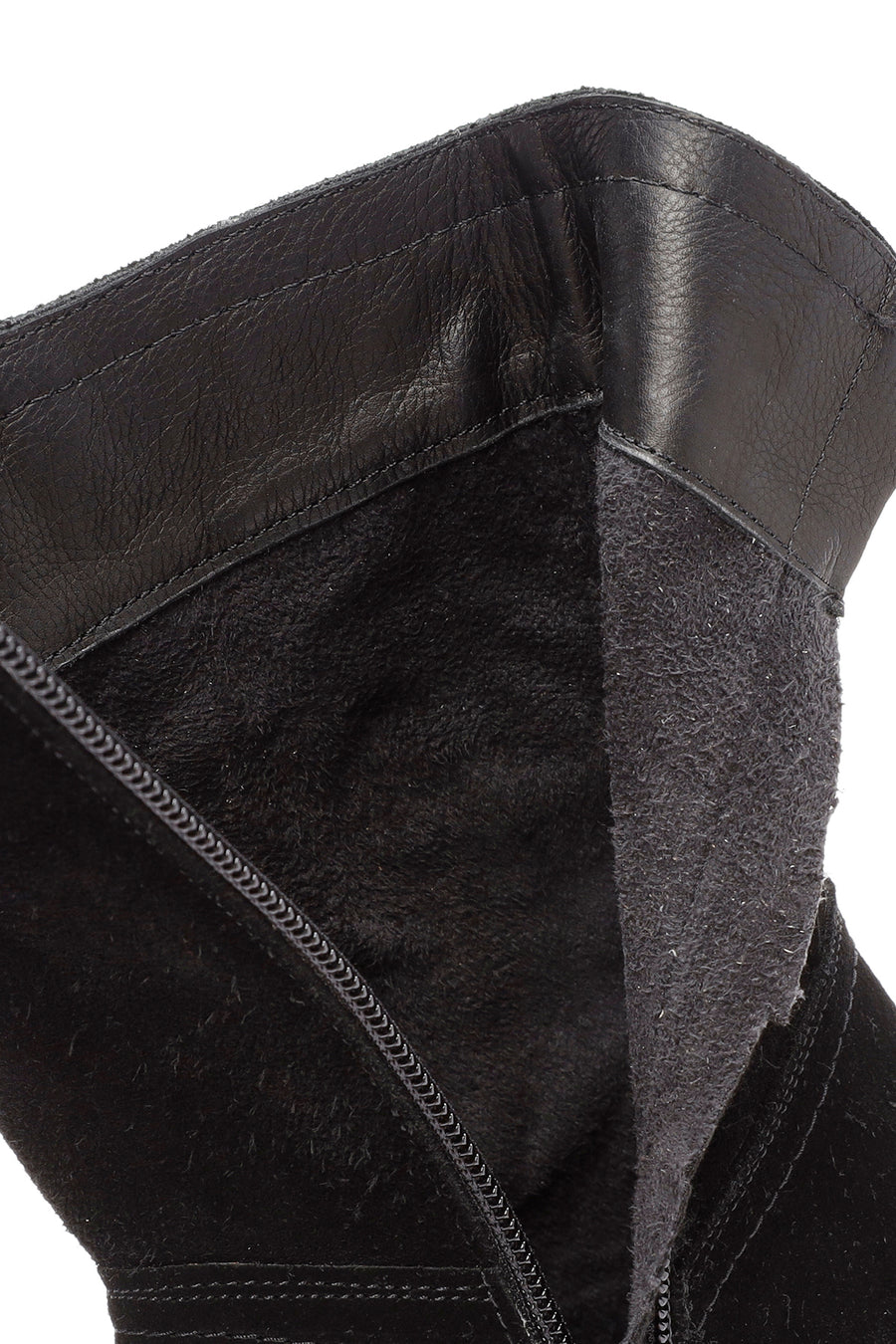 Women's Black Zippered Suede Leather Comfort Boots