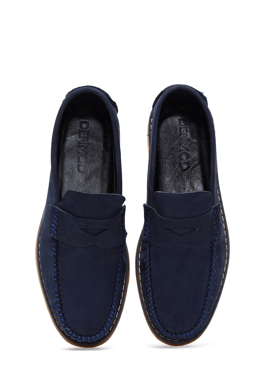 Men's Navy Blue Leather Casual Loafer