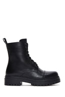 Women's Black Leather Lace-Up Boots | Derimod