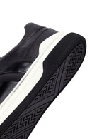 Erkek Siyah Bağcıklı Deri Sneaker | Derimod