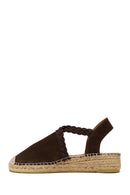 Women's Brown Suede Leather Espadrilles | Derimod