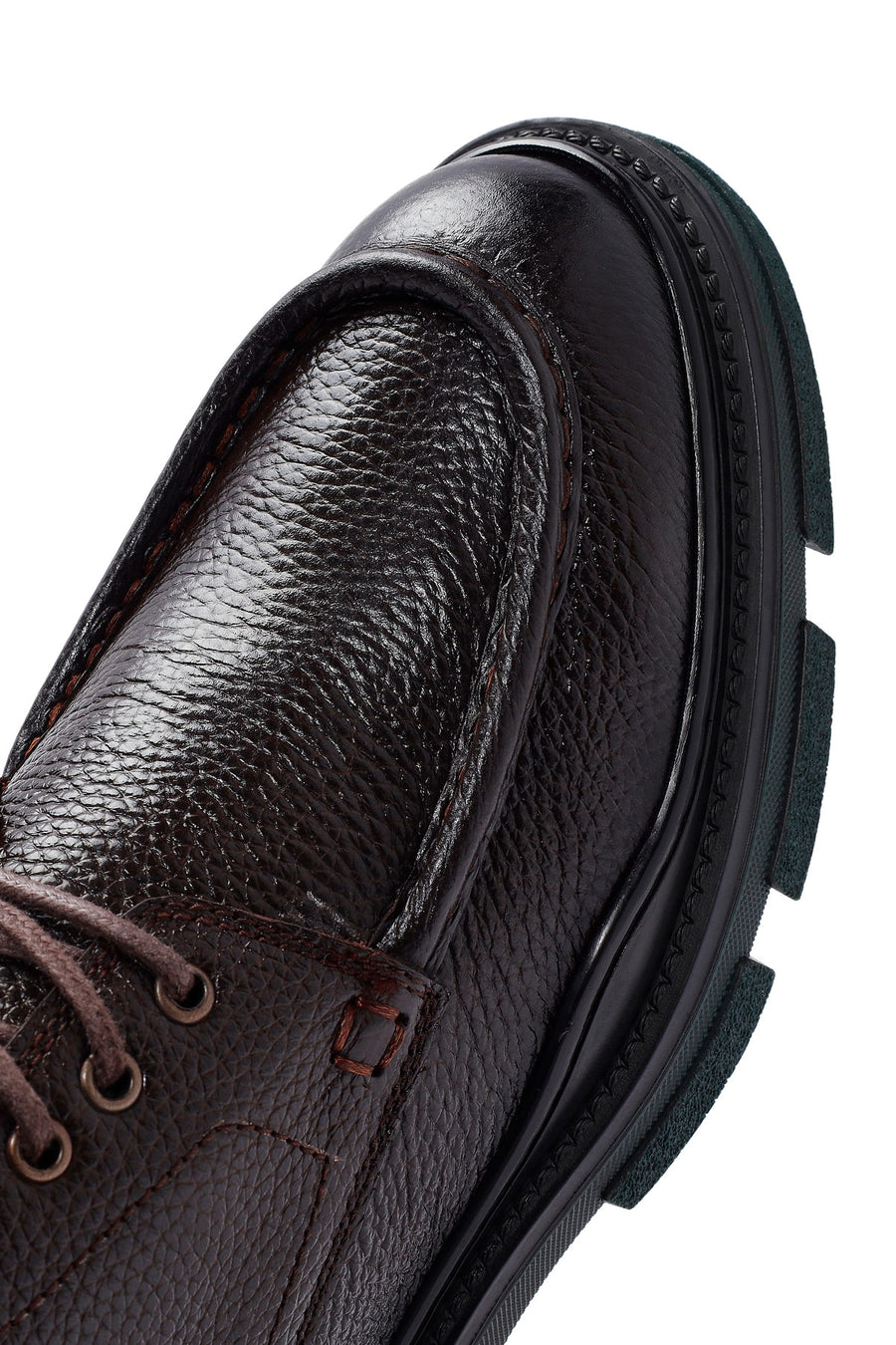 Men's Brown Lace-Up Zipper Detailed Leather Casual Boots