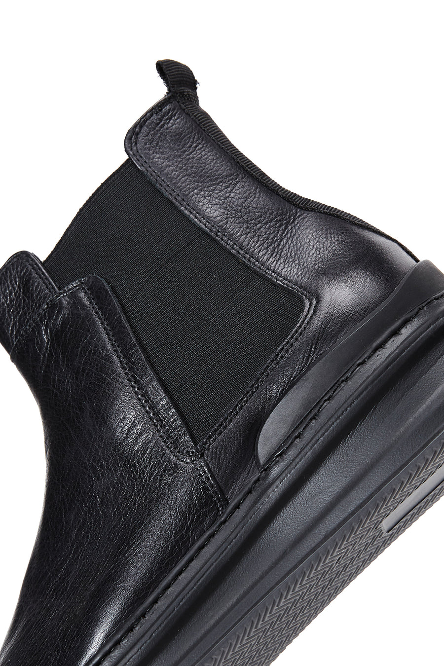 Men's Black Leather Flat Chelsea Boots
