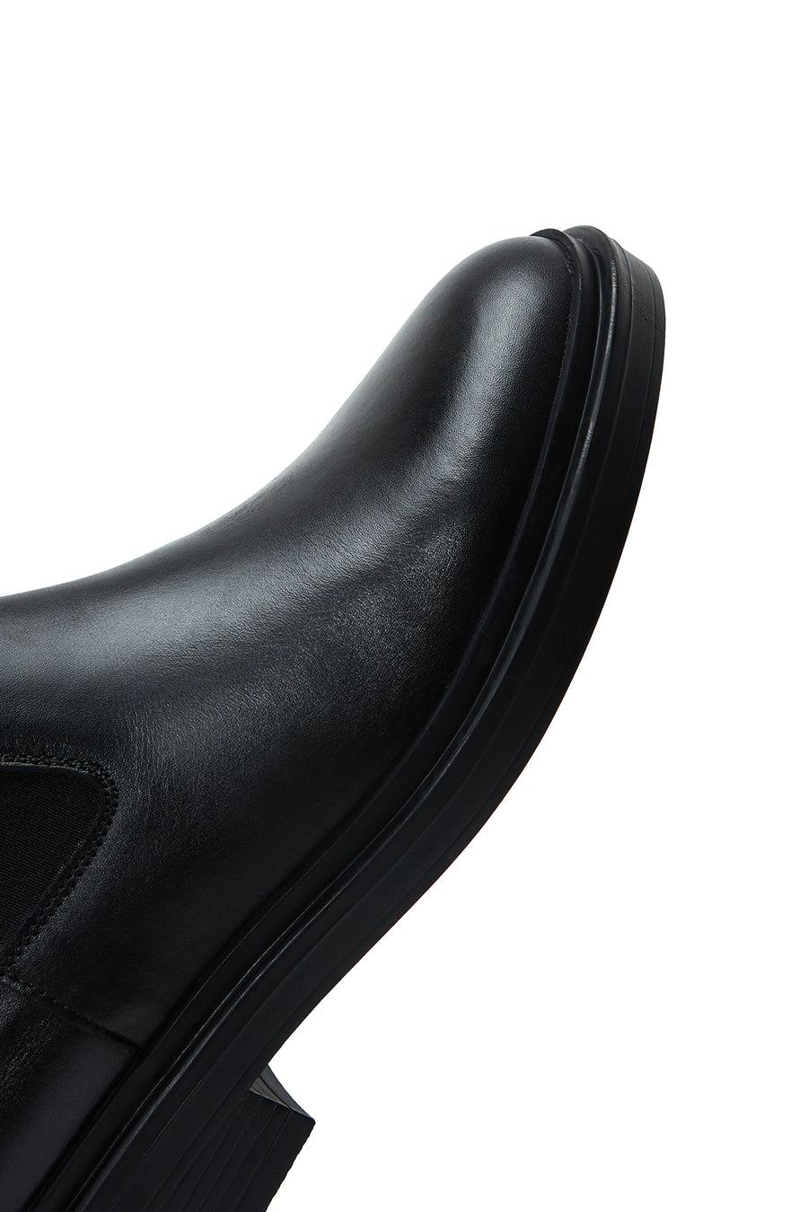 Women's Black Leather Flat Chelsea Boots