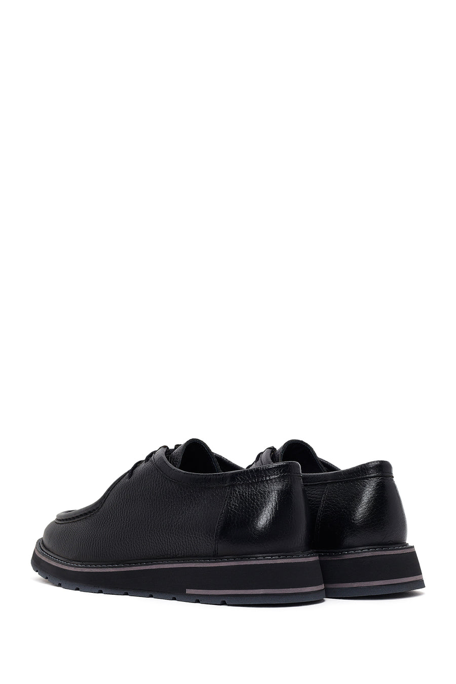 Male Black Lace-Up Leather Casual Shoes