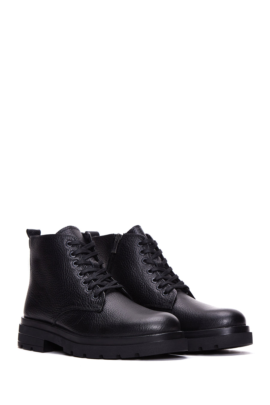 Men's Black Leather Casual Zipper Boots