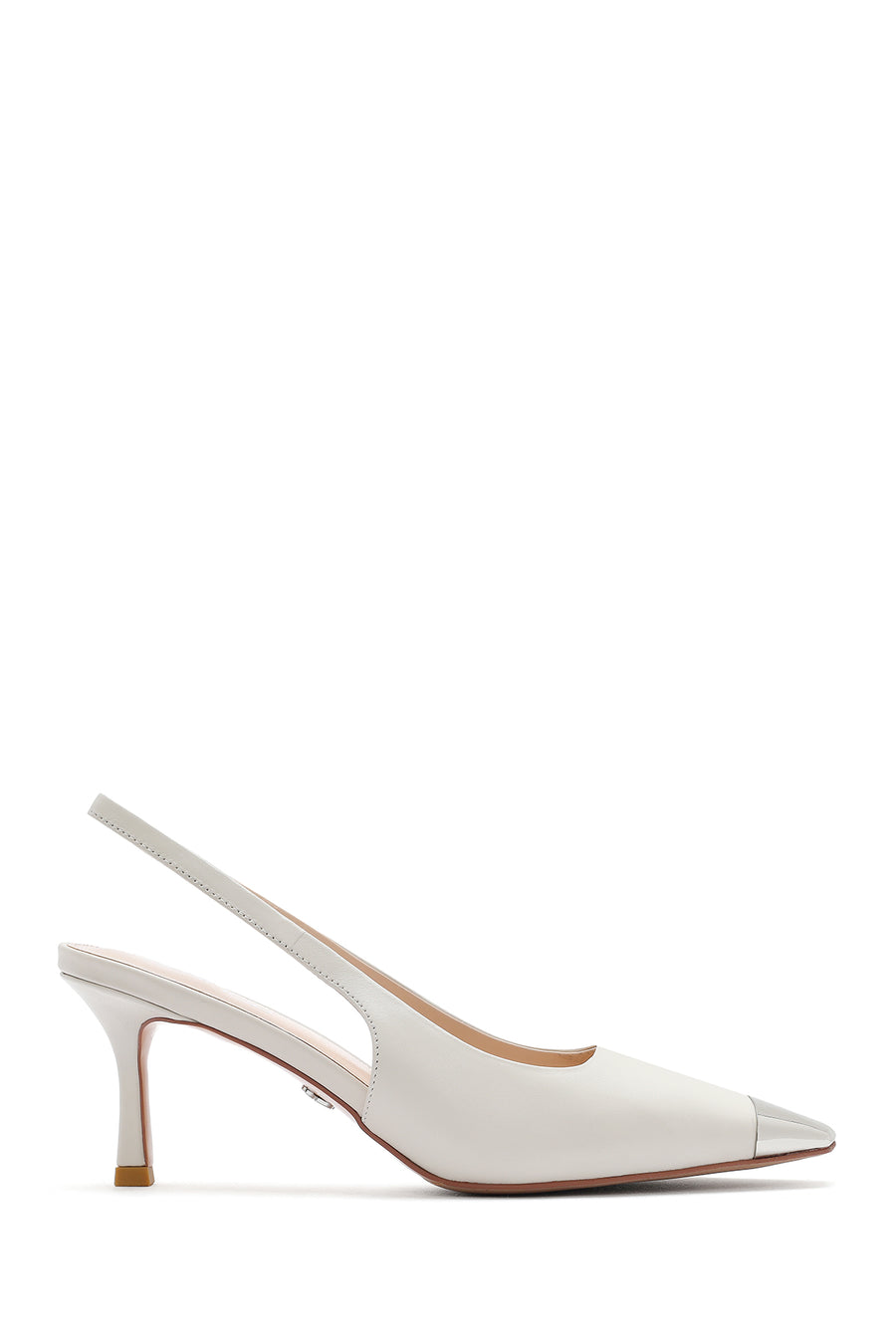 Women's Cream Open Back Leather High Heel Shoes 25SFE494318 | Derimod