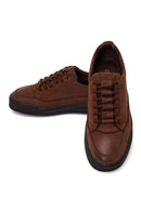 Erkek Kahverengi Bağcıklı Kalın Tabanlı Nubuk Deri Casual Sneaker | Derimod