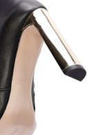 Women's Black Zippered Thick Heel Leather Boots | Derimod