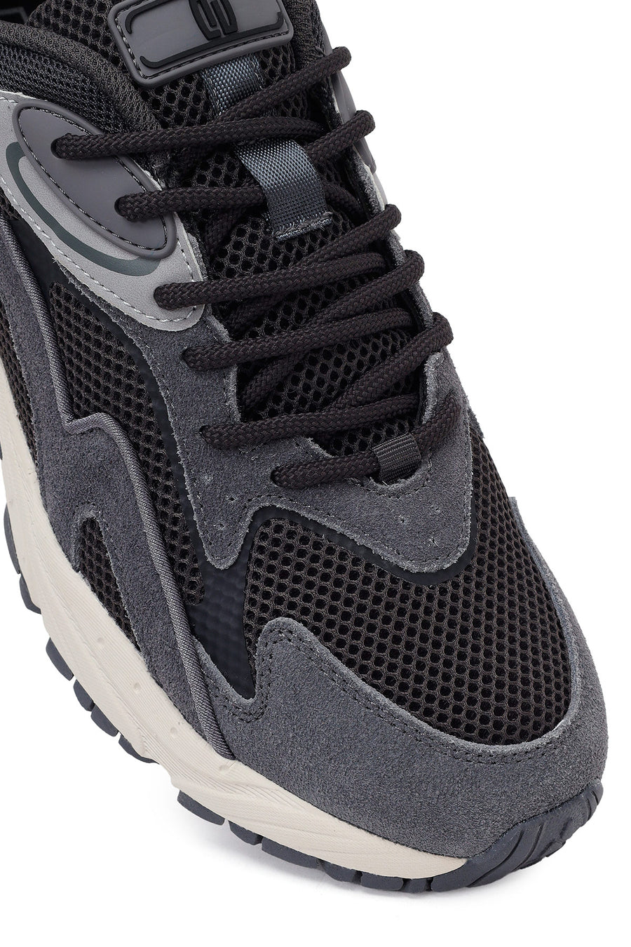 Male Gray Lace-Up Thick-Soled Leather Sneaker