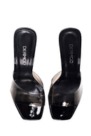 Women's Black Vinyl Heeled Slippers | Derimod
