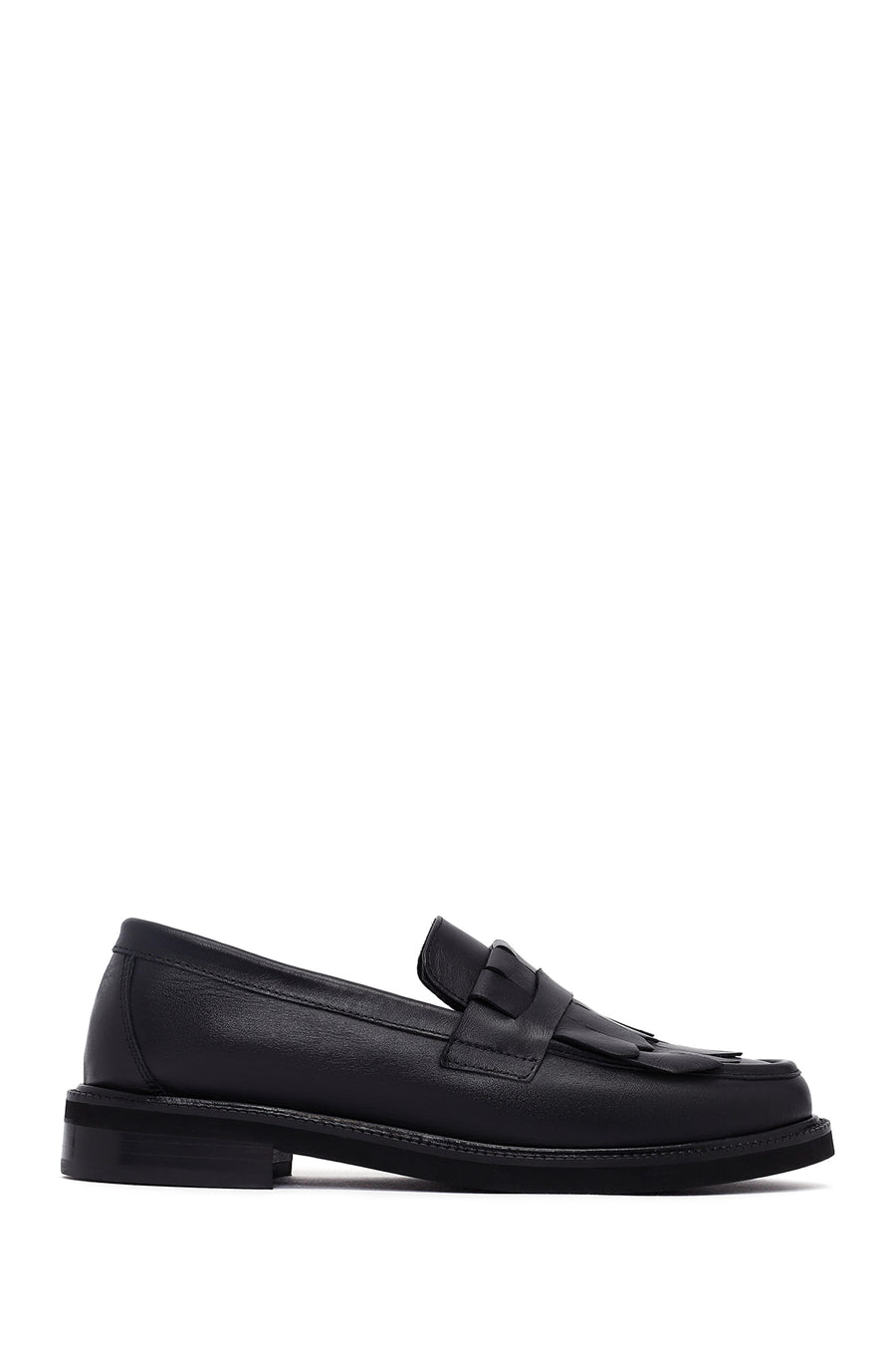 Woman Black Tassel Leather Masculine Loafer 25AFD260018 | Derimod