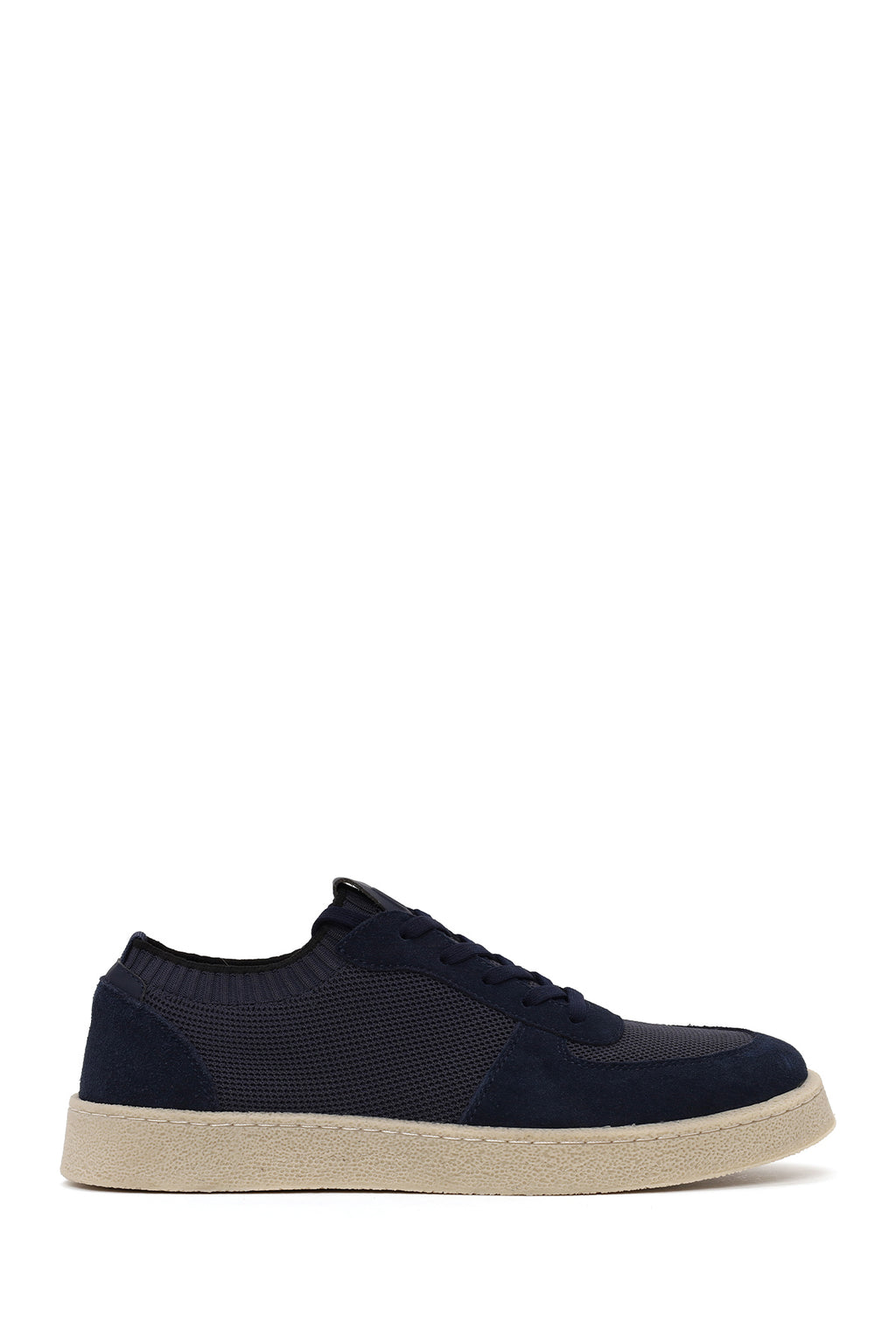 Erkek Lacivert Bağcıklı Süet Deri Sneaker